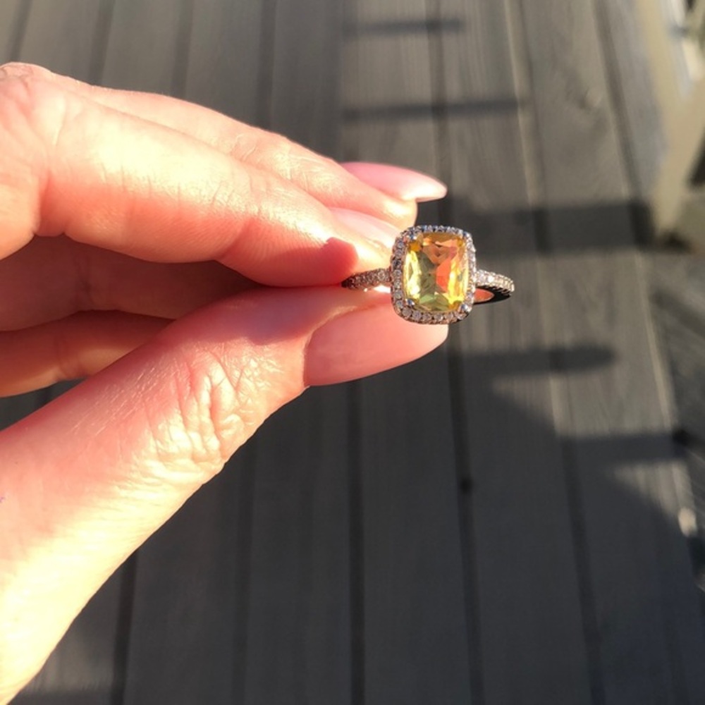 925 stamped yellow moissanite ring, 6